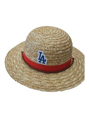 Straw Sun Hat with LA Logo and Red Band